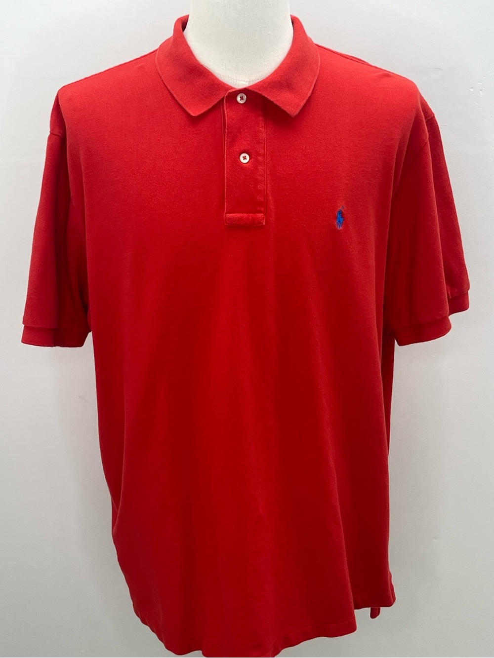 Polo Ralph Lauren Mens Red Blue Pony Pique Short Sleeve Cotton Polo Shirt XXL
